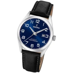 Festina Herren Armbanduhr Klassik F20446/2 Quarz Leder schwarz UF20446/2
