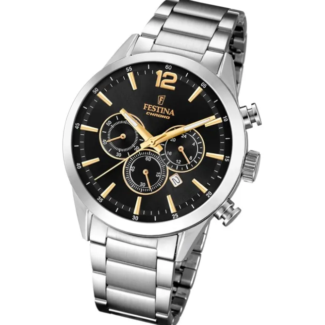 Festina Herren Armbanduhr Time Chronograph F20343/4 Edelstahl silber UF20343/4
