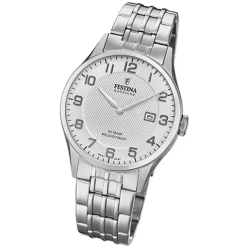 Festina Herren Armbanduhr Swiss Made F20005/1 Quarz Edelstahl silber UF20005/1