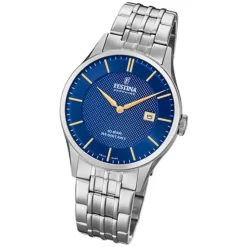 Festina Herren Armbanduhr Swiss Made F20005/3 Quarz Edelstahl silber UF20005/3