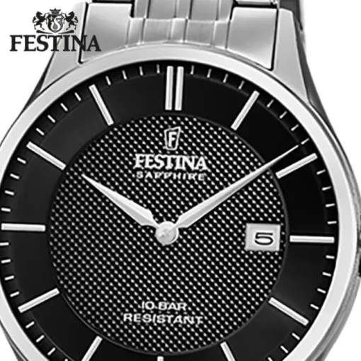 Festina Herren Armbanduhr Swiss Made F20005/4 Quarz Edelstahl silber UF20005/4