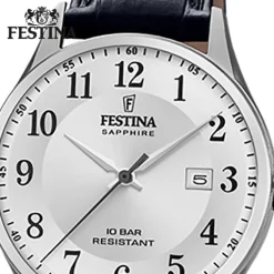 Festina Herren Armbanduhr Swiss Made F20007/1 Quarz Leder schwarz UF20007/1