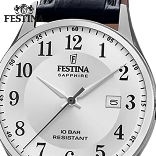 Festina Herren Armbanduhr Swiss Made F20007/1 Quarz Leder schwarz UF20007/1
