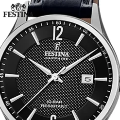 Festina Herren Armbanduhr Swiss Made F20007/4 Quarz Leder schwarz UF20007/4