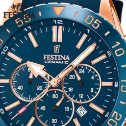 Festina Herren Armbanduhr Keramik F20516/1 Analog Silikon blau UF20516/1