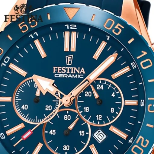 Festina Herren Armbanduhr Keramik F20516/1 Analog Silikon blau UF20516/1