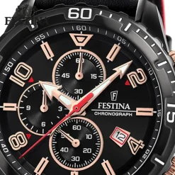 Festina Herren Armbanduhr Chronograph F20519/4 Analog Leder schwarz UF20519/4