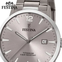 Festina Herren Armbanduhr Klassik F20435/2 Quarz Titan silber UF20435/2