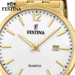 Festina Herren Armbanduhr Klassik F20513/2 Analog Edelstahl gold UF20513/2
