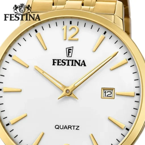 Festina Herren Armbanduhr Klassik F20513/2 Analog Edelstahl gold UF20513/2