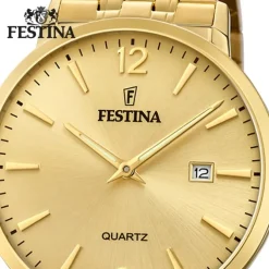 Festina Herren Armbanduhr Klassik F20513/3 Analog Edelstahl gold UF20513/3