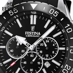 Festina Herren Armbanduhr Keramik F20515/2 Analog Silikon schwarz UF20515/2