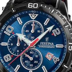 Festina Herren Armbanduhr Chronograph F20519/2 Analog Leder schwarz UF20519/2