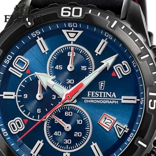 Festina Herren Armbanduhr Chronograph F20519/2 Analog Leder schwarz UF20519/2