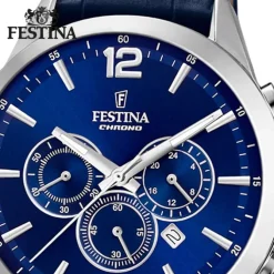 Festina Herren Armbanduhr Timeless Chronograph F20542/2 Leder blau UF20542/2