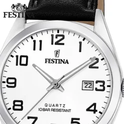Festina Herren Armbanduhr Klassik F20446/1 Quarz Leder schwarz UF20446/1