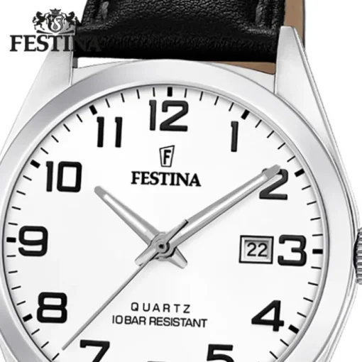 Festina Herren Armbanduhr Klassik F20446/1 Quarz Leder schwarz UF20446/1