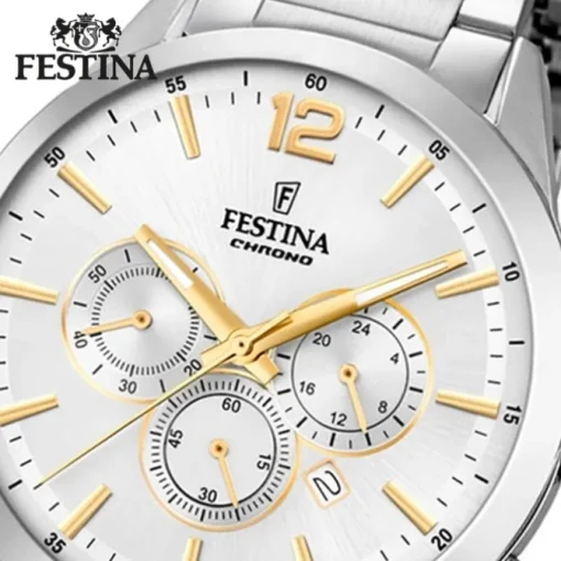 Festina Herren Armbanduhr Time Chronograph F20343/1 Edelstahl silber UF20343/1