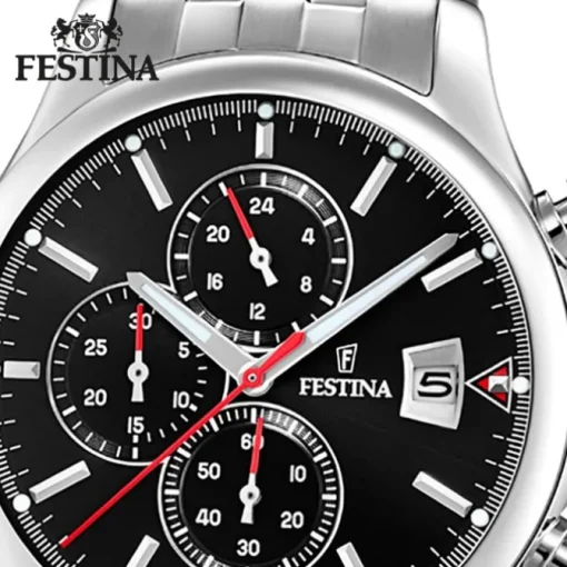 Festina Herren Armbanduhr Time Chronograph F20374/3 Quarz Stahl silber UF20374/3