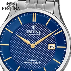 Festina Herren Armbanduhr Swiss Made F20005/3 Quarz Edelstahl silber UF20005/3