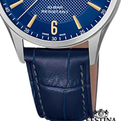Festina Herren Armbanduhr Swiss Made F20007/3 Quarz Leder blau UF20007/3