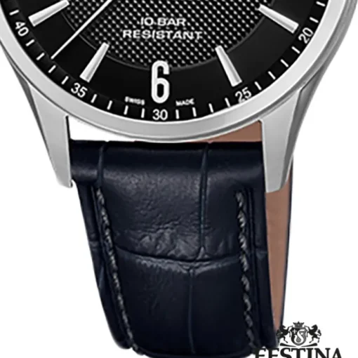 Festina Herren Armbanduhr Swiss Made F20007/4 Quarz Leder schwarz UF20007/4
