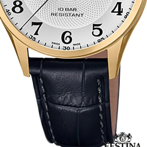 Festina Herren Armbanduhr Swiss Made F20010/1 Quarz Leder schwarz UF20010/1