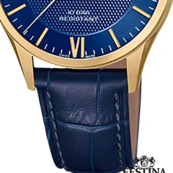 Festina Herren Armbanduhr Swiss Made F20010/3 Quarz Leder blau UF20010/3