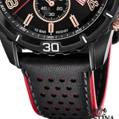 Festina Herren Armbanduhr Chronograph F20519/4 Analog Leder schwarz UF20519/4