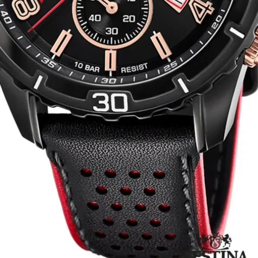 Festina Herren Armbanduhr Chronograph F20519/4 Analog Leder schwarz UF20519/4