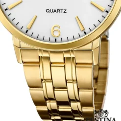 Festina Herren Armbanduhr Klassik F20513/2 Analog Edelstahl gold UF20513/2