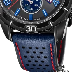 Festina Herren Armbanduhr Chronograph F20519/3 Analog Leder blau UF20519/3