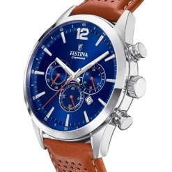 Festina Herren Armbanduhr Timeless Chronograph F20542/3 Leder braun UF20542/3