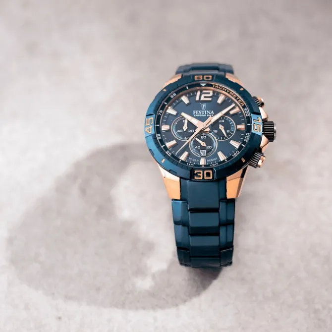 Festina Herren Armbanduhr Chrono Bike F20524/1 Edelstahl dunkelblau UF20524/1