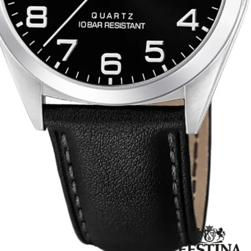 Festina Herren Armbanduhr Klassik F20446/3 Quarz Leder schwarz UF20446/3