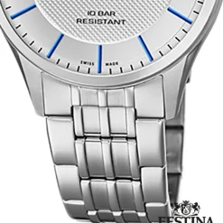 Festina Herren Armbanduhr Swiss Made F20005/2 Quarz Edelstahl silber UF20005/2