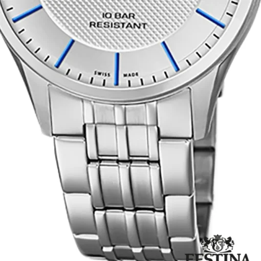Festina Herren Armbanduhr Swiss Made F20005/2 Quarz Edelstahl silber UF20005/2
