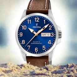 Festina Herren Armbanduhr Klassik F20358/B Quarz Edelstahl braun UF20358/B