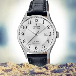 Festina Herren Armbanduhr Swiss Made F20007/1 Quarz Leder schwarz UF20007/1