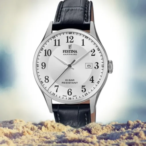 Festina Herren Armbanduhr Swiss Made F20007/1 Quarz Leder schwarz UF20007/1
