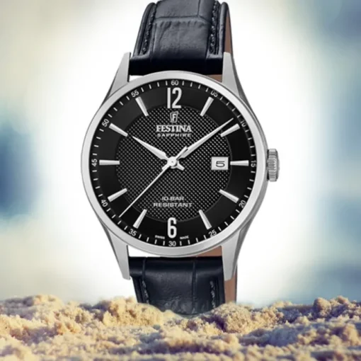Festina Herren Armbanduhr Swiss Made F20007/4 Quarz Leder schwarz UF20007/4