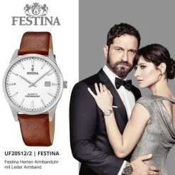 Festina Herren Armbanduhr Klassik F20512/2 Analog Leder braun UF20512/2