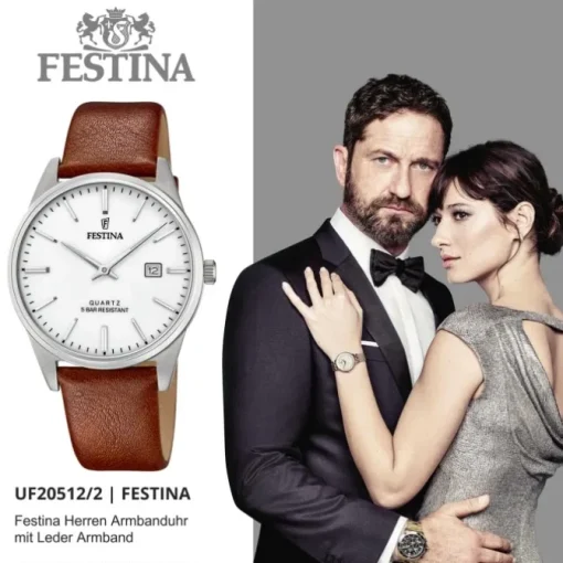 Festina Herren Armbanduhr Klassik F20512/2 Analog Leder braun UF20512/2