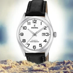 Festina Herren Armbanduhr Klassik F20446/1 Quarz Leder schwarz UF20446/1