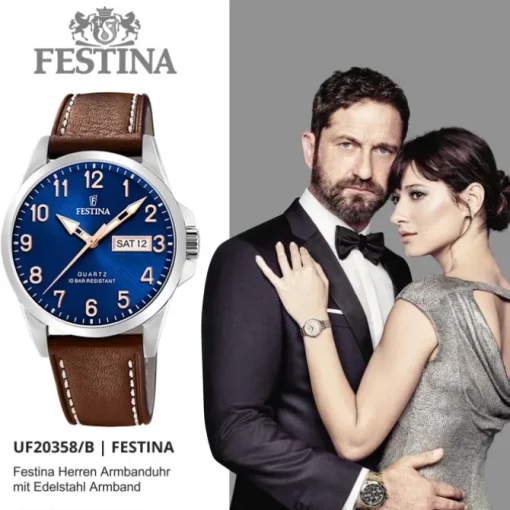 Festina Herren Armbanduhr Klassik F20358/B Quarz Edelstahl braun UF20358/B
