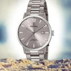 Festina Herren Armbanduhr Klassik F20435/2 Quarz Titan silber UF20435/2