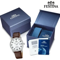 Festina Herren Armbanduhr Klassik F20512/1 Analog Leder dunkelbraun UF20512/1
