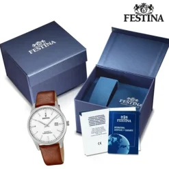 Festina Herren Armbanduhr Klassik F20512/2 Analog Leder braun UF20512/2