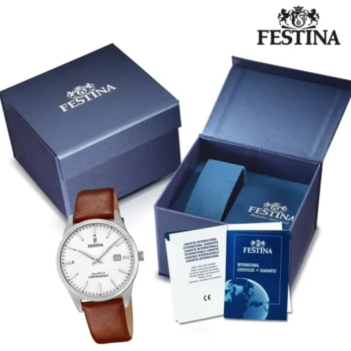 Festina Herren Armbanduhr Klassik F20512/2 Analog Leder braun UF20512/2