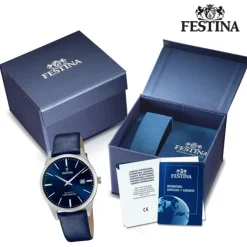 Festina Herren Armbanduhr Klassik F20512/3 Analog Leder blau UF20512/3